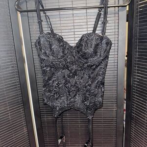 Black Lace Bustier Top